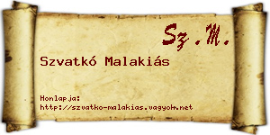 Szvatkó Malakiás névjegykártya